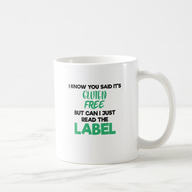 Caneca De Café Doença Celielefônica Leia Livre O Rótulo Glúten I (Direita)