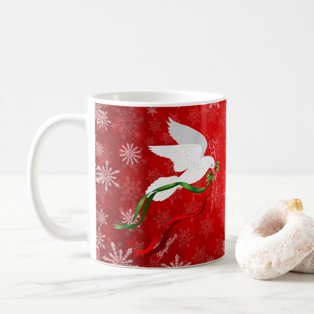 Caneca De Café Doença de Natal Branca (Com Donut)