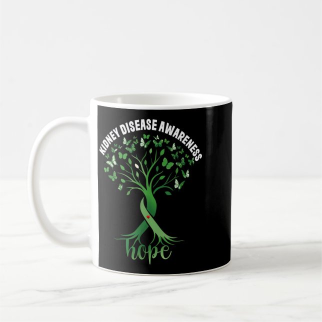 Caneca De Café Doença Renal Conscientização Fita Verde Árvore Esp (Esquerda)