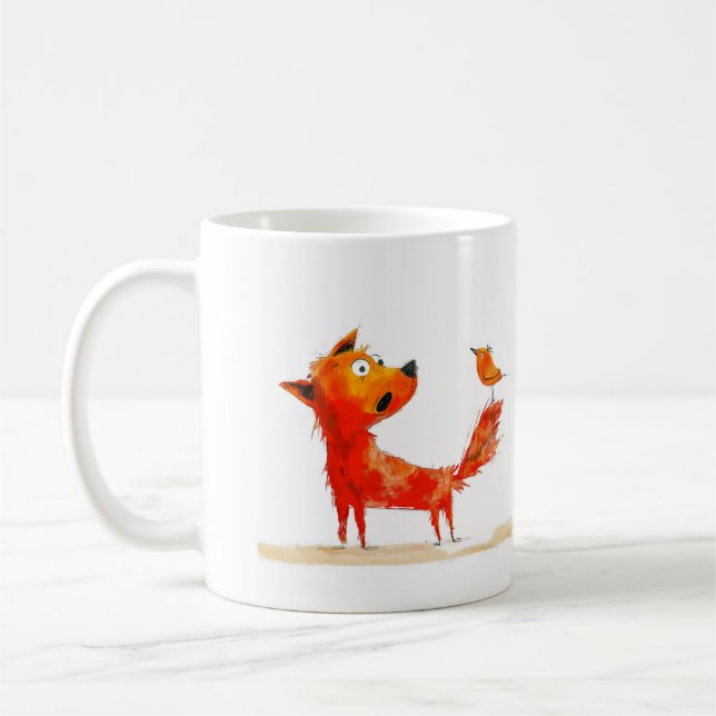 Caneca De Café Dog and Bird Cartoon (Esquerda)