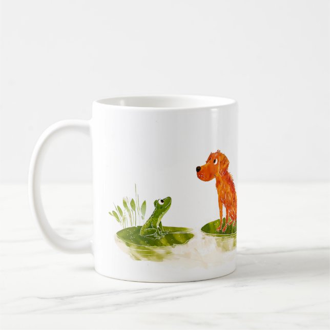 Caneca De Café Dog and Frog Cartoon (Esquerda)