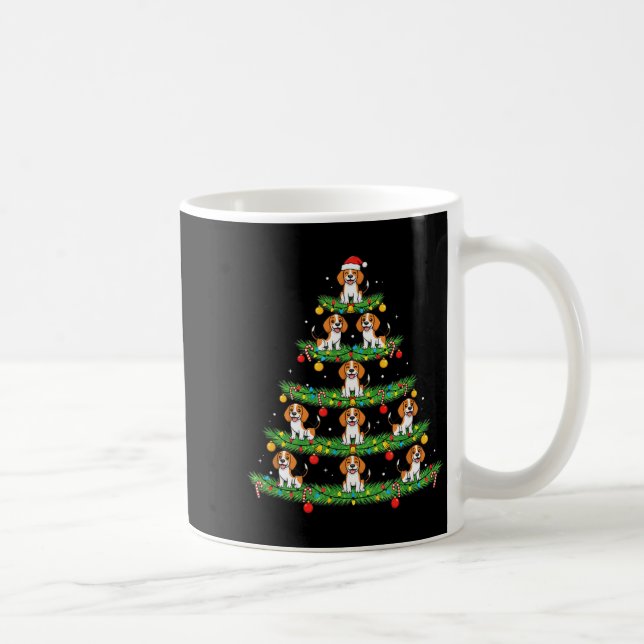 Caneca De Café Dog Christmas Tree, Beagle Puppy Holiday Design Fo (Direita)