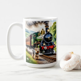 Caneca De Café Dog Greeting steam train