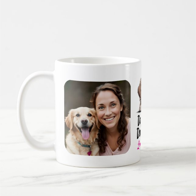 Caneca De Café Dog Hair, Don't Care Retriever Puppy Photo Name (Esquerda)