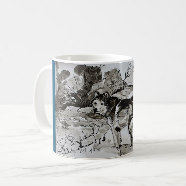 Caneca De Café Dog Lover Tea Coffee Mug Cup, Husky Malamute Blue (Frente Esquerda)