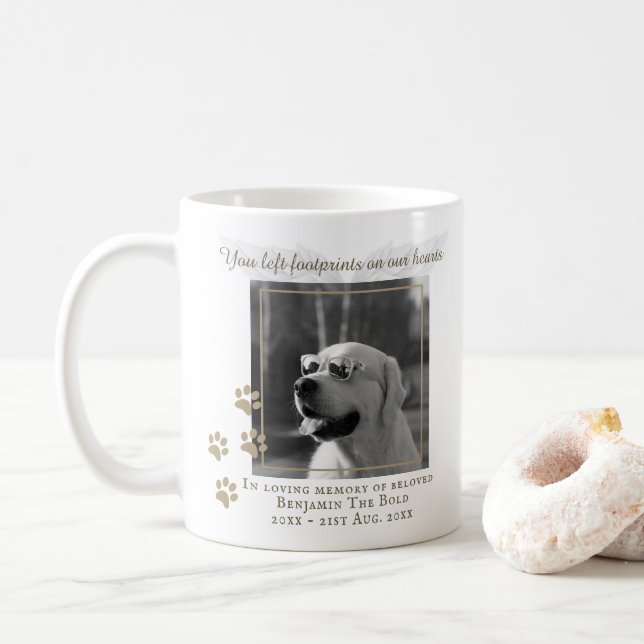 Caneca De Café Dog Memorial PHOTO Keepape Gift - Adicionar Texto (Com Donut)