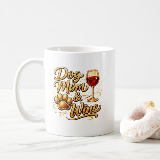 Caneca De Café Dog Mom & Wine Mug – Funny Dog Lover Gift – Cute P