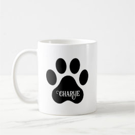 Caneca De Café Dog Paw Name Silhouette Design