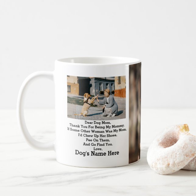 Caneca De Café Dog Personalizado Moderno presente de Dia de as mã (Com Donut)
