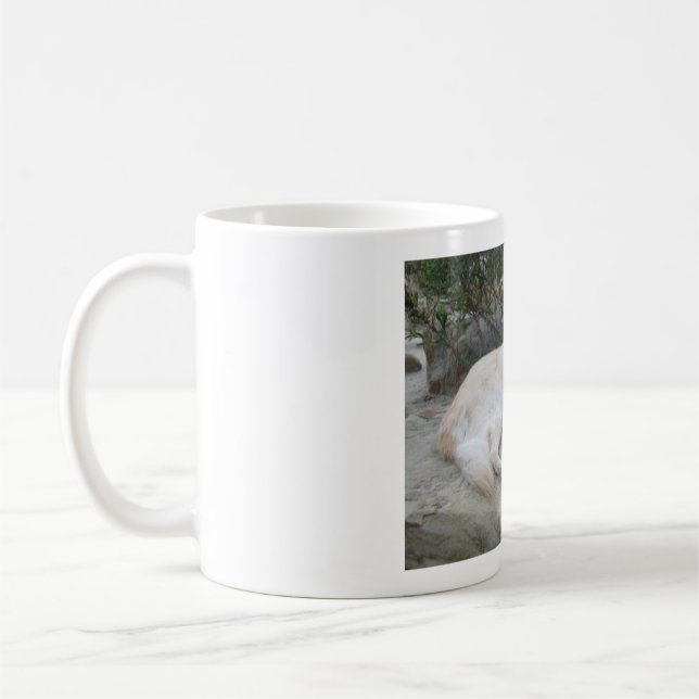 Caneca De Café Dog Resting On A Rock (Esquerda)