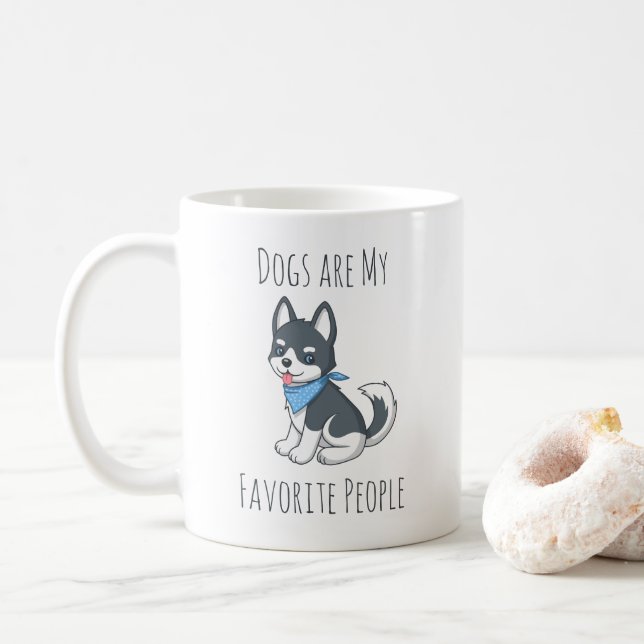 Caneca De Café Dogs are me Favorite People Husky Puppy Dog (Com Donut)