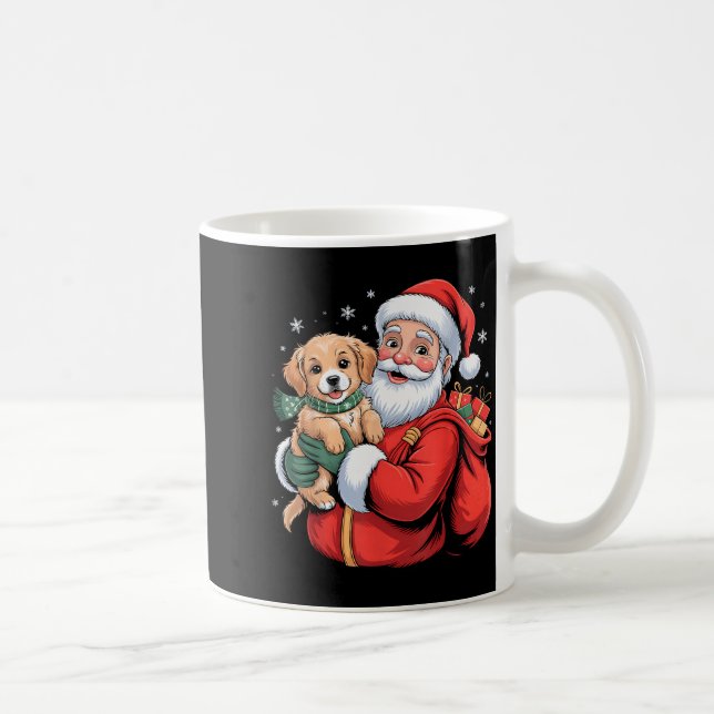 Caneca De Café Dogs Golden Retriever Puppy Santa Christmas Funny  (Direita)