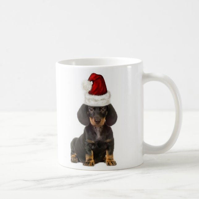 Caneca De Café Dogs~Original Ditzy Mug~Dachshund~Christmas (Direita)