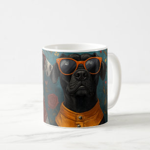 Caneca De Café Dogue Alemão Com Rosas do Coração Dia dos Namorado