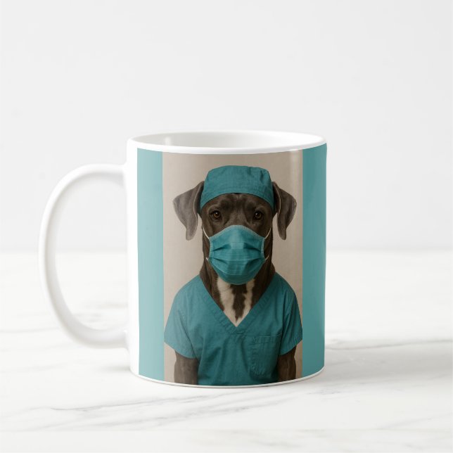 Caneca De Café Dogue Alemão em Jaleco (Esquerda)