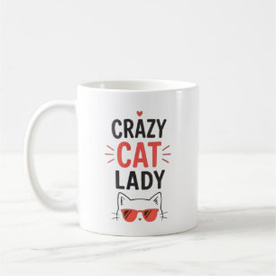 Caneca De Café Doida por Gatos Design Divertido Fofinho Amante de