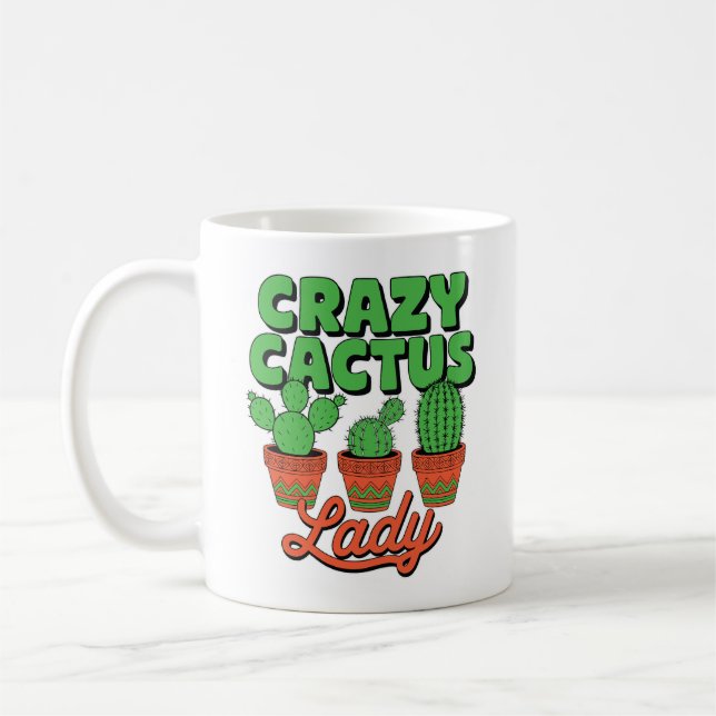 Caneca De Café Doida Senhora do Cactus – Presente para Mãe de Pla (Esquerda)