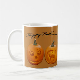 Caneca De Café Dois Abóboras Feliz Dia das Bruxas
