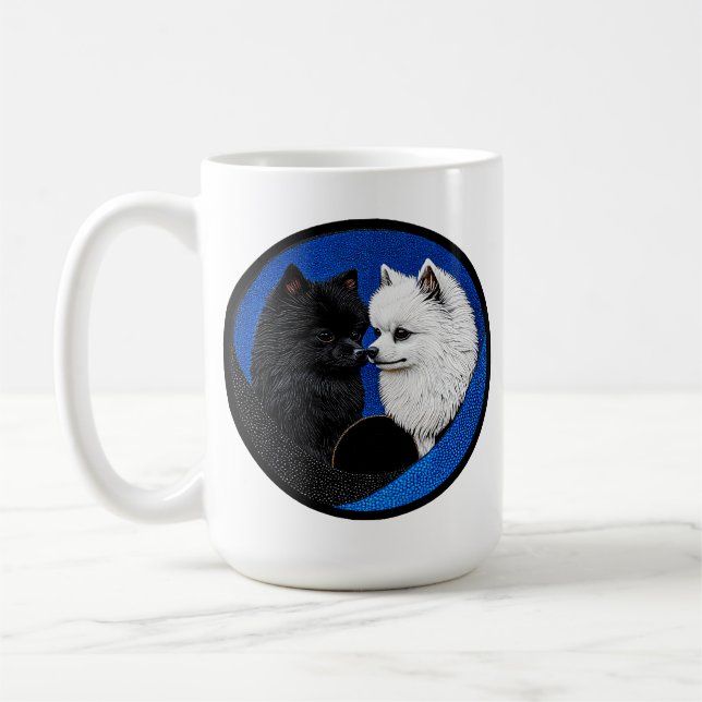 Caneca De Café Dois adoráveis cães spitz (Esquerda)