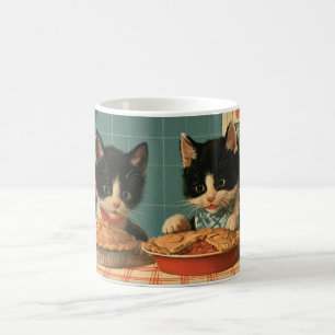 Caneca De Café Dois adoráveis gatinhos de smoking preparando tort