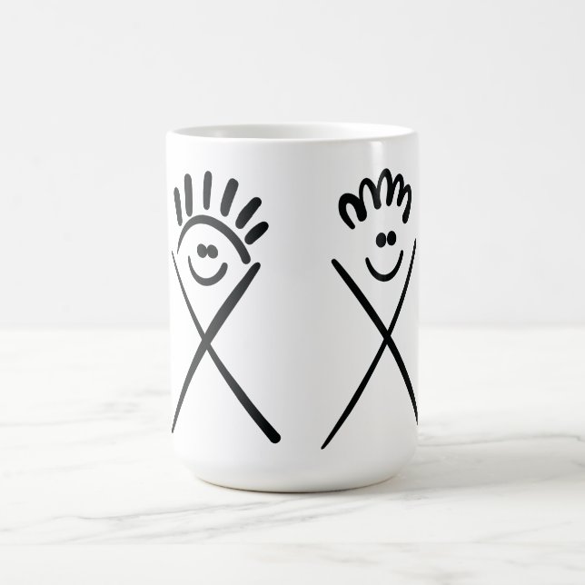 Caneca De Café Dois Amigos Mínimos – Arte Linear  (Centro)