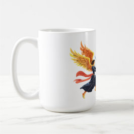 Caneca De Café Dois Anjos com espada grande com asas abertas