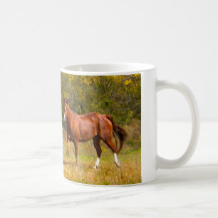 Caneca De Café Dois cavalos da castanha na queda