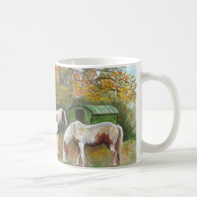 Caneca De Café Dois cavalos e um vagão aciganado (Direita)