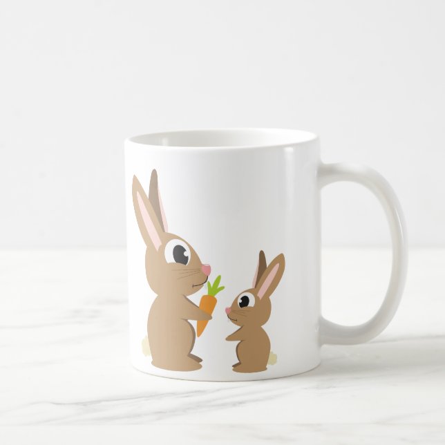 Caneca De Café Dois Coelhos Cujos Compartilham Cenoura (Direita)