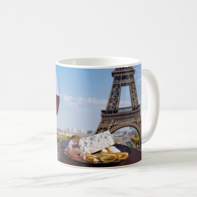 Caneca De Café Dois copos de vinho no café em Paris (Frente Esquerda)
