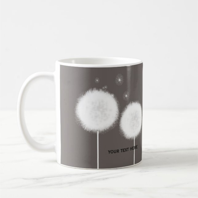 Caneca De Café Dois Dandelions Taupe Café Rústico Chá (Esquerda)