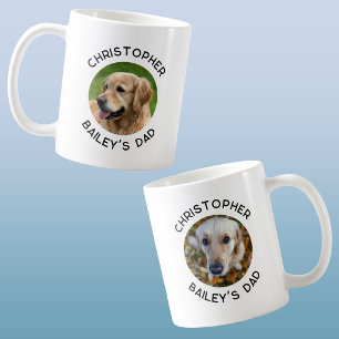 Caneca De Café Dois Fotos Personalizados de Cachorro e Pai