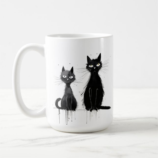 Caneca De Café Dois gatos pretos - Design Mug (Esquerda)