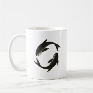 Caneca De Café Dois Koi - Peixe-Pincel-Tinta em