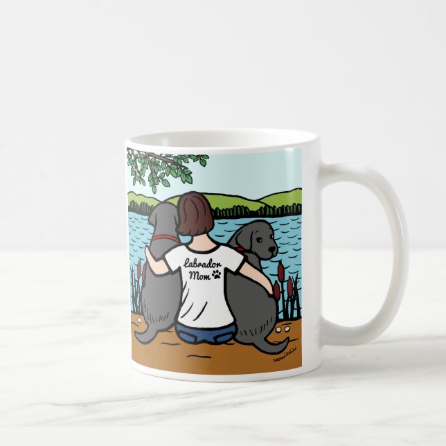 Caneca De Café Dois Labradors preto e mamã (Direita)