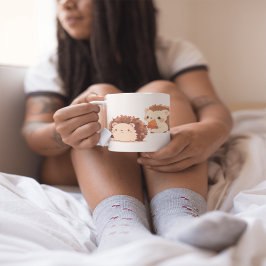 Caneca De Café Dois Ouriços Fofos de Outono – Animais Kawaii