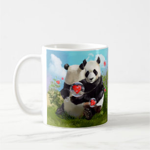 Caneca De Café Dois pandas apaixonados se abraçando