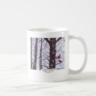 Caneca De Café Dois pássaros vermelhos no inverno
