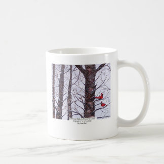 Caneca De Café Dois pássaros vermelhos no inverno