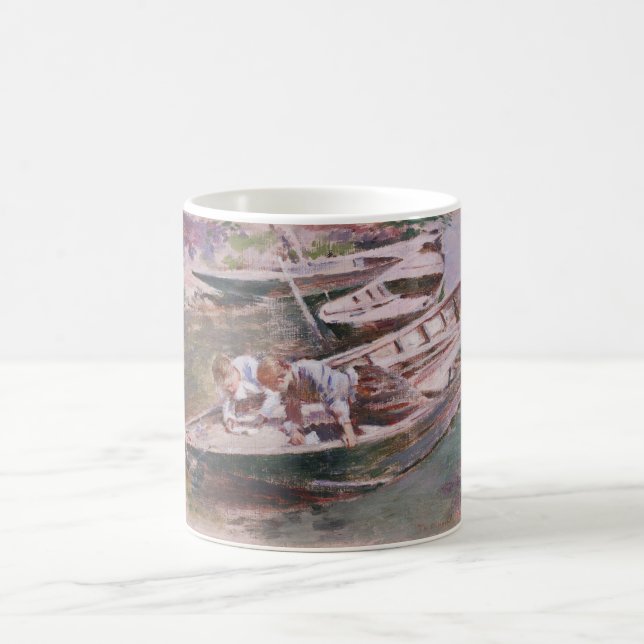 Caneca De Café Dois rapazes num barco (por Theodore Robinson) (Centro)