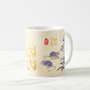 Caneca De Café Dois ratos Bamboo Vietnamita Ano Novo 2020 W Mug