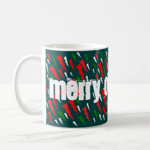 Caneca De Café Dois tons de verde mais branco vermelho Feliz Nata