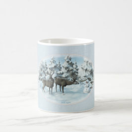 Caneca De Café Dois veados e uma capa de ar iPad Snowman