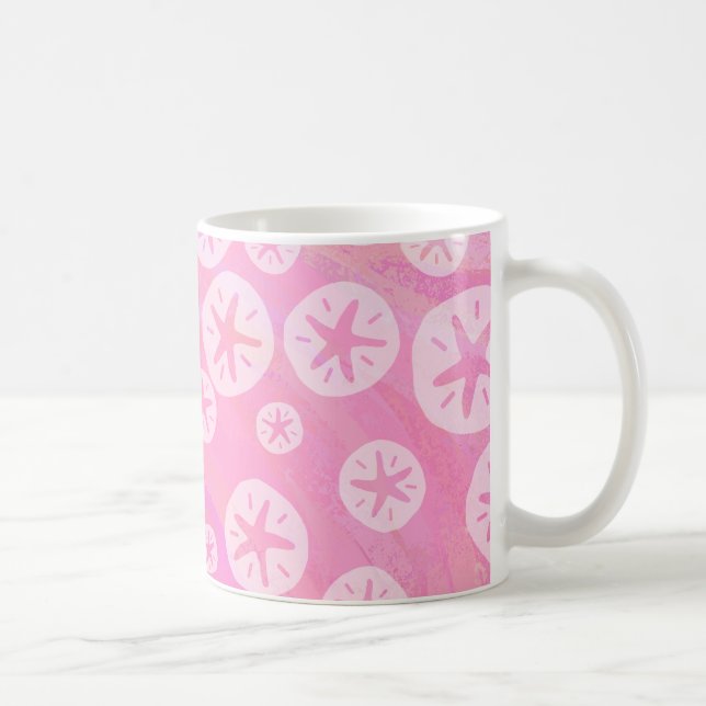 Caneca De Café Dólar de areia branco e rosa (Direita)