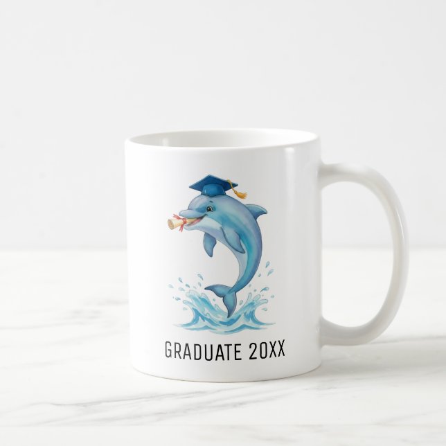 Caneca De Café Dolphin Graduation Personalized (Direita)