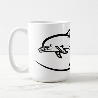 Caneca De Café Dolphin Heart Friendship Emble Two-Tone Mug, 15 oz