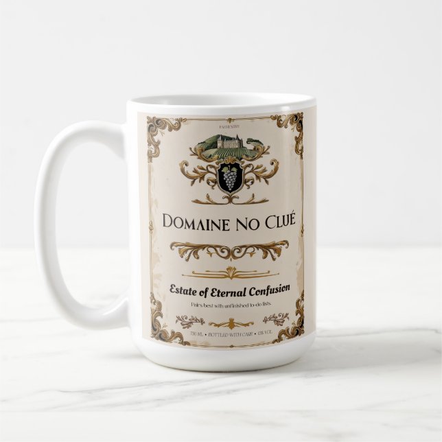 Caneca De Café Domaine No Clué - Parody Wine Label Mug (Esquerda)
