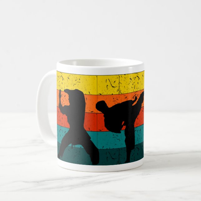 Caneca De Café Domínio das Artes Marciais Sunset Silhouette (Frente Esquerda)