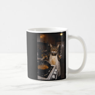 Caneca De Café Dona de gato engraçada meme gato cozinhando gato v