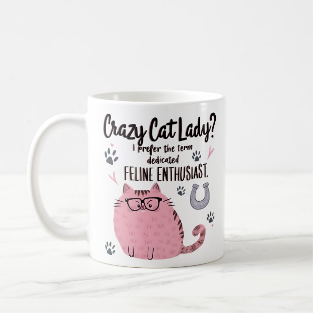 Caneca De Café Dona de Gato Louca? Presente Engraçado para Amante (Esquerda)